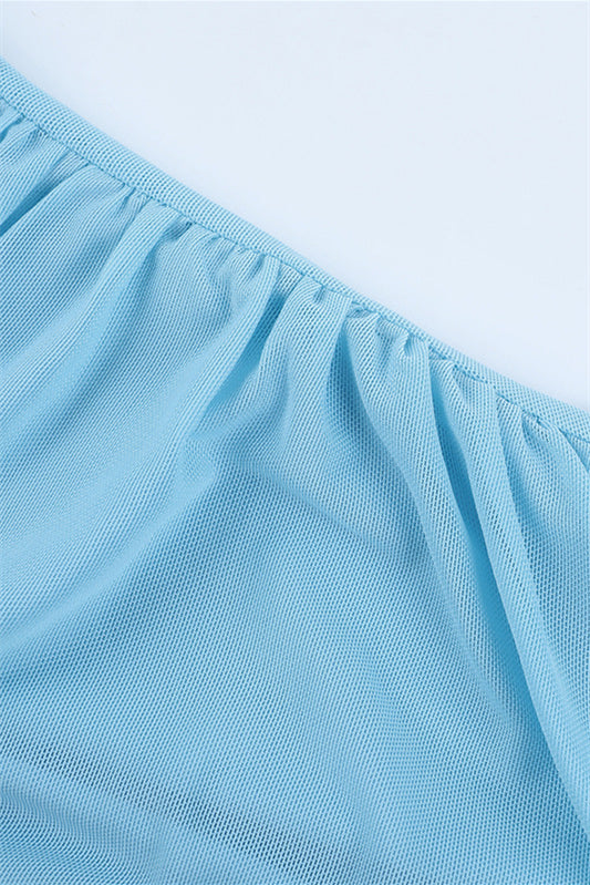 
                      
                        V-neck Blue Irregular Hem A-line Short Dress
                      
                    