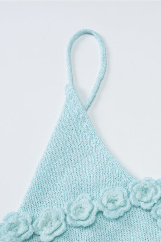
                      
                        V-neck Blue Knitting Short Dress with Rosettes
                      
                    