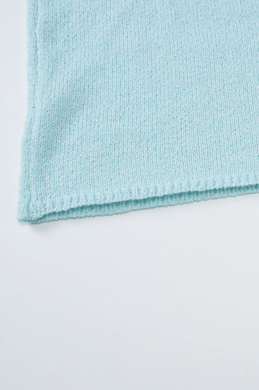 
                      
                        V-neck Blue Knitting Short Dress with Rosettes
                      
                    