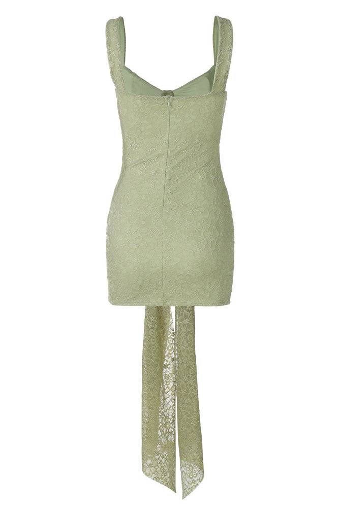 V-neck Green Lace Bodycon Short Dress – PollyBoutique