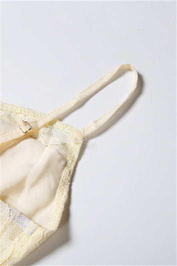 
                      
                        V-neck Light Yellow Sheer A-line Lace Maxi Dress
                      
                    