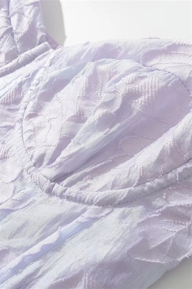 
                      
                        V-neck Lilac Jacquard A-line Short Dress
                      
                    