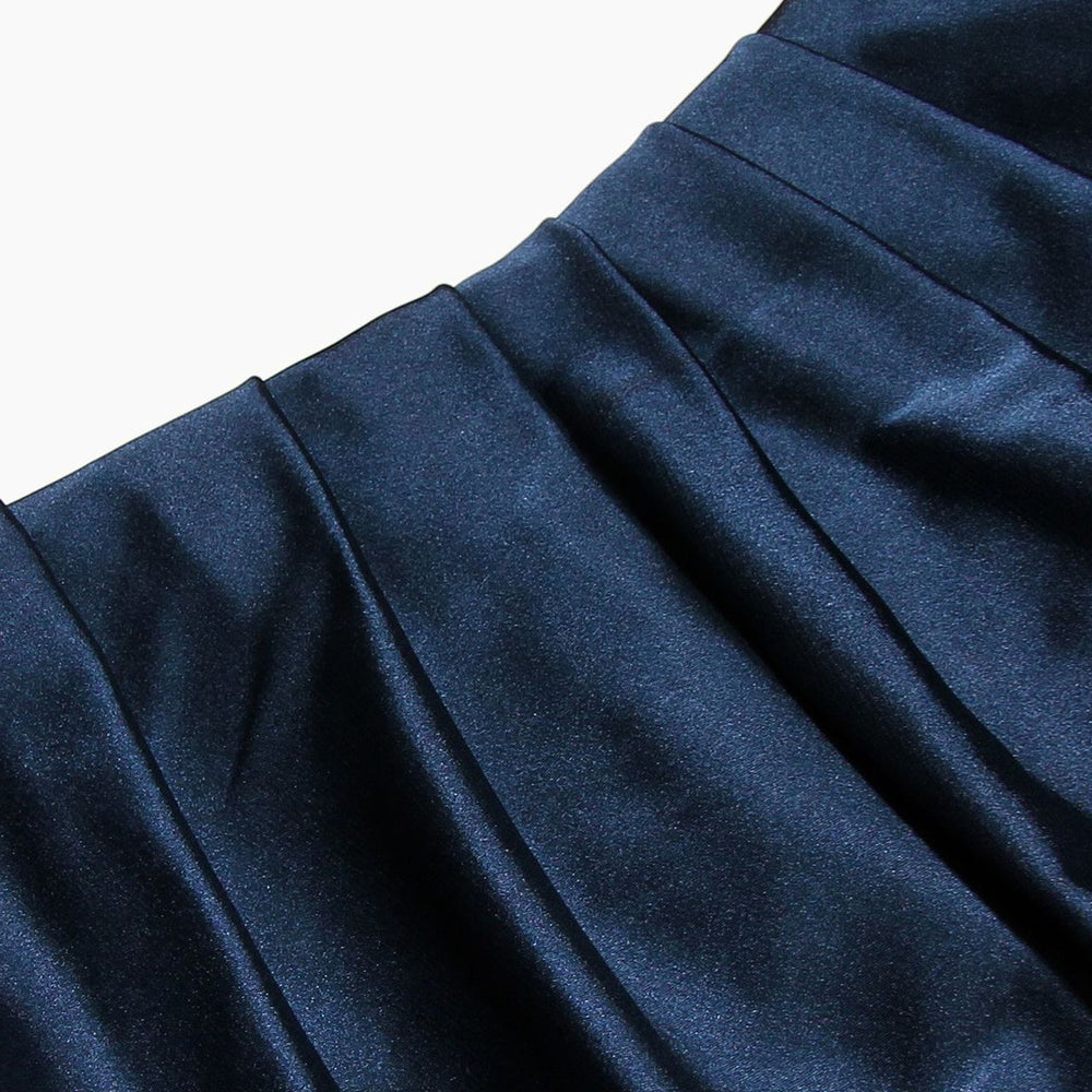 
                      
                        V-neck Navy Blue Ruched Long Dress with Slit
                      
                    