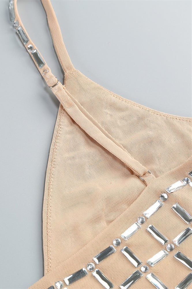 
                      
                        V-neck Nude Hot Drill Bodycon Short Dress
                      
                    