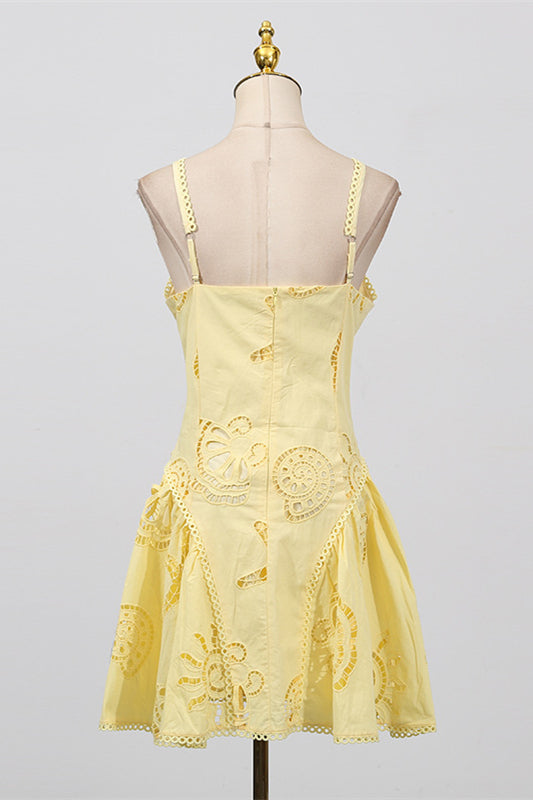 
                      
                        V-neck Pink Hollow A-line Short Dress
                      
                    