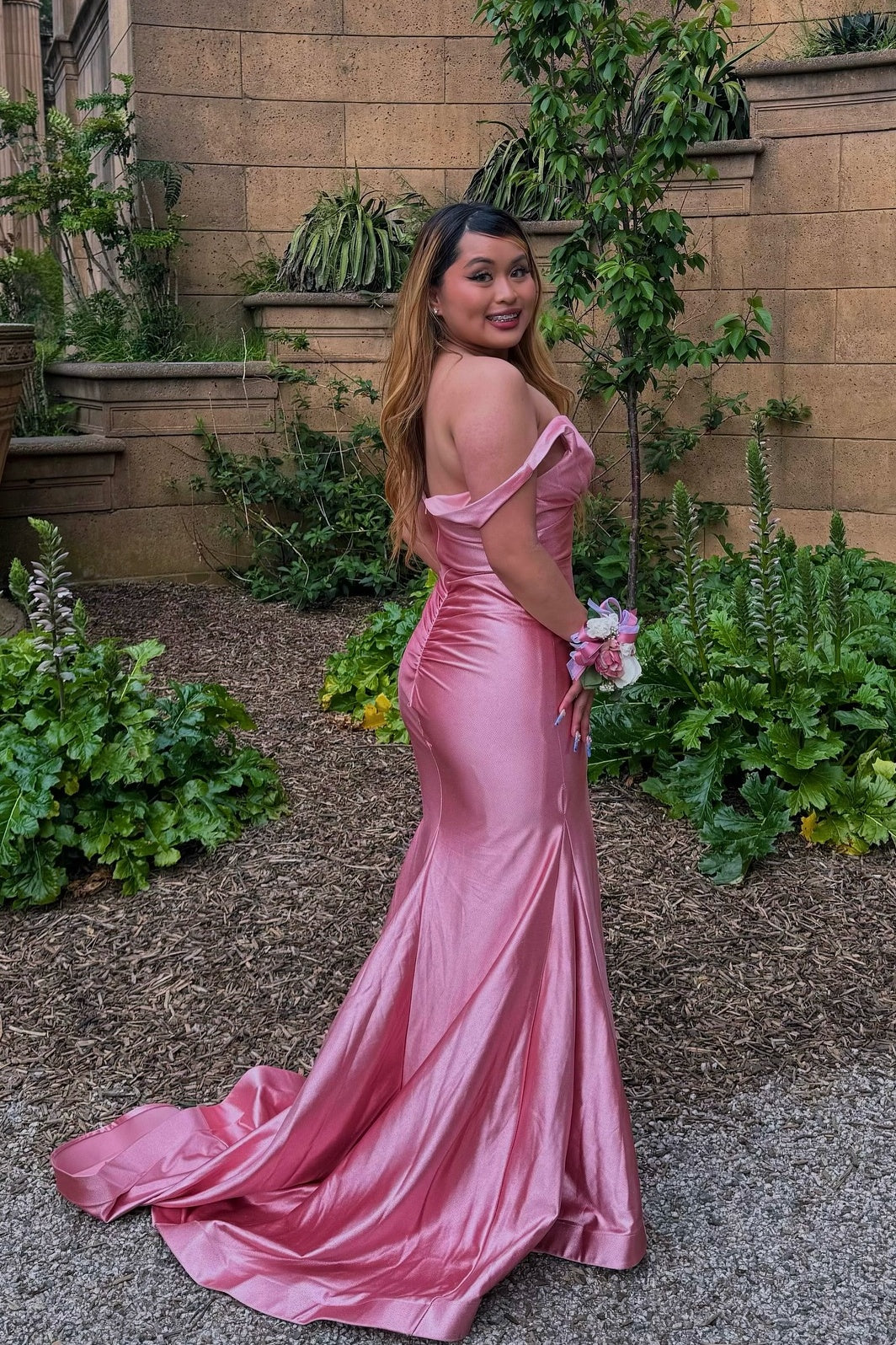 pink ruched satin dress Hot Pink Maxi Dress - Back Cutout Dress - Ruched Maxi Dress