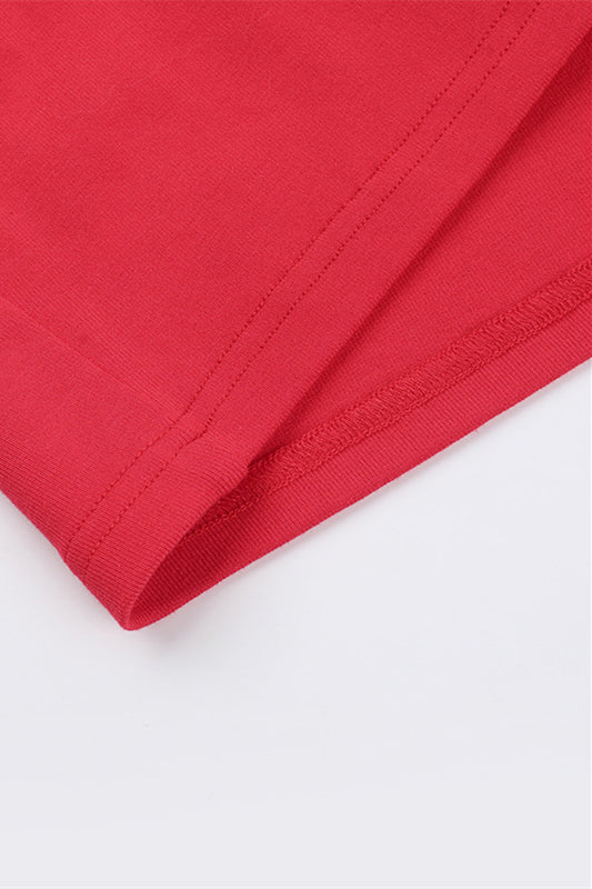 
                      
                        V-neck Red High Waist Bodycon Short Dress
                      
                    