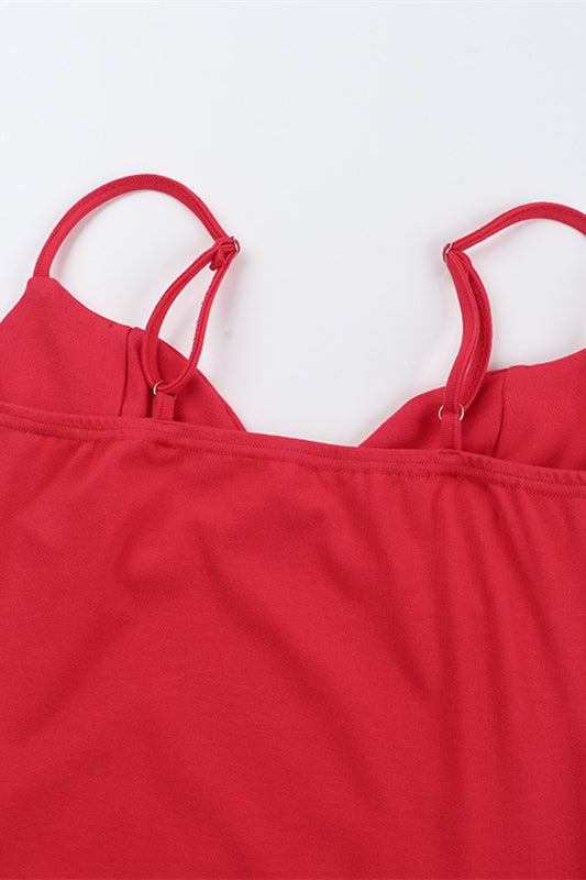 
                      
                        V-neck Red High Waist Bodycon Short Dress
                      
                    