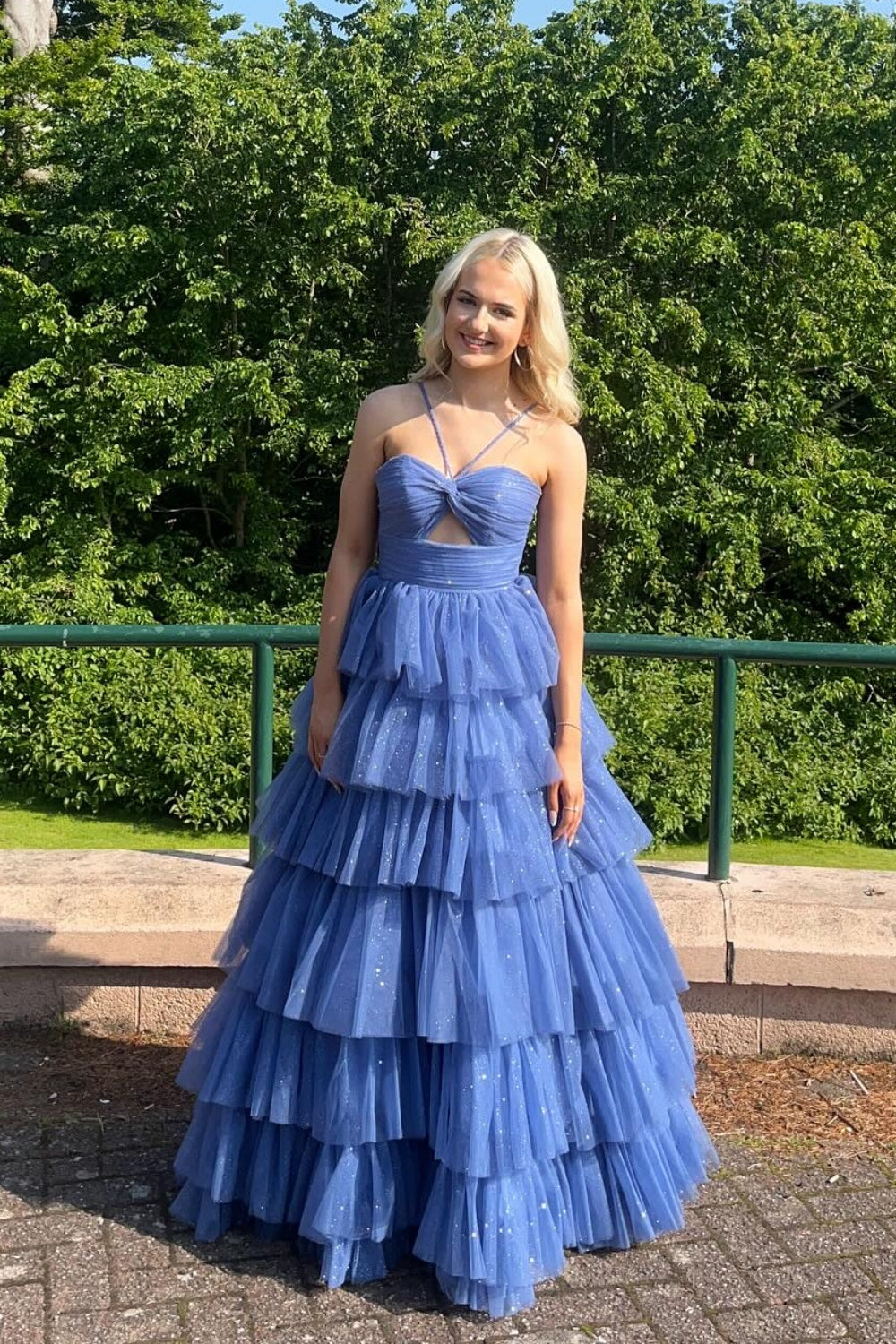 V-neck Sage Green Tiered Sparkle Tulle Long Dress PollyBoutique V-neck Sage Green Tiered Sparkle Tulle Long Dress PollyBoutique