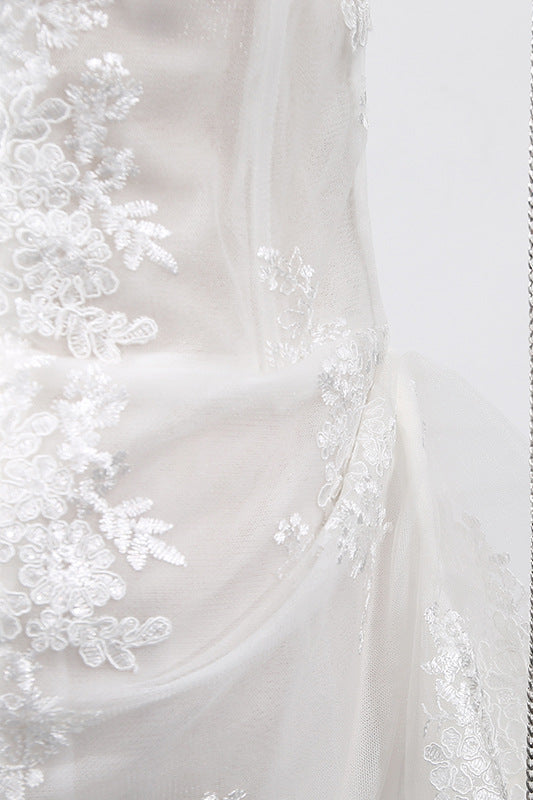 
                      
                        V-neck White Appliques Irregular Hem Mini Dress
                      
                    