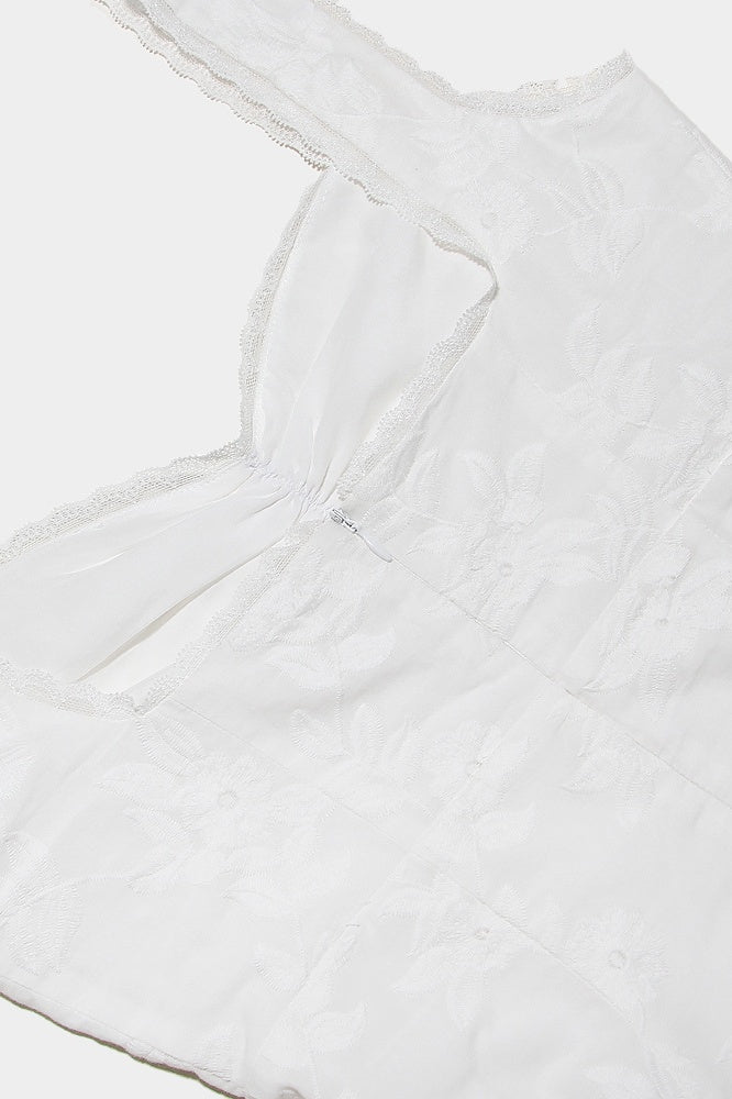 
                      
                        V-neck White Floral Ruffled Hem A-line Short Dress
                      
                    