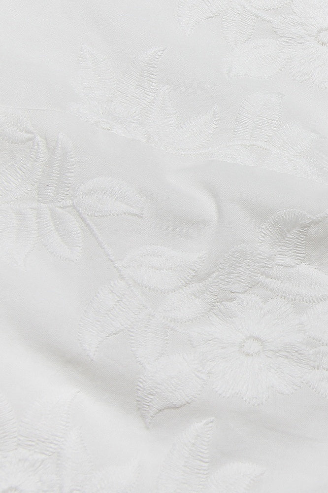 
                      
                        V-neck White Floral Ruffled Hem A-line Short Dress
                      
                    