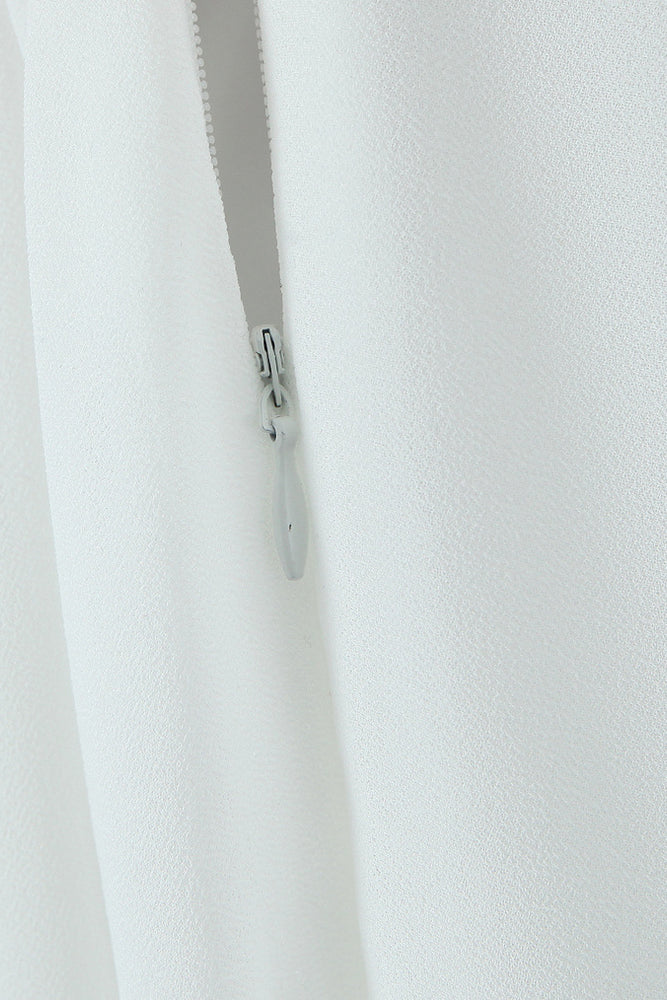 
                      
                        V-neck White Open Back A-line Mini Dress
                      
                    