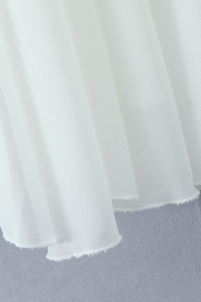 
                      
                        V-neck White Open Back A-line Mini Dress
                      
                    
