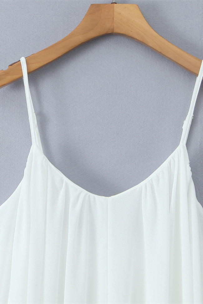 
                      
                        V-neck White Open Back A-line Mini Dress
                      
                    