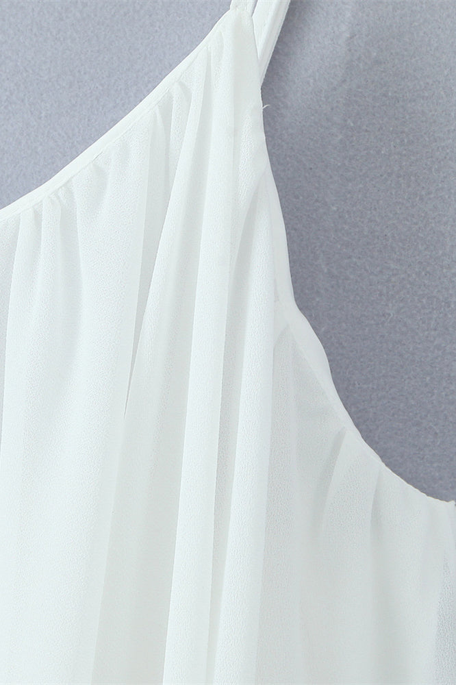
                      
                        V-neck White Open Back A-line Mini Dress
                      
                    