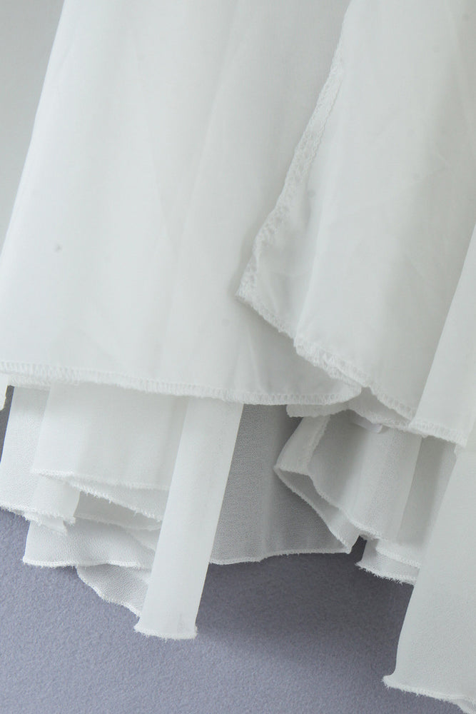 
                      
                        V-neck White Open Back A-line Mini Dress
                      
                    