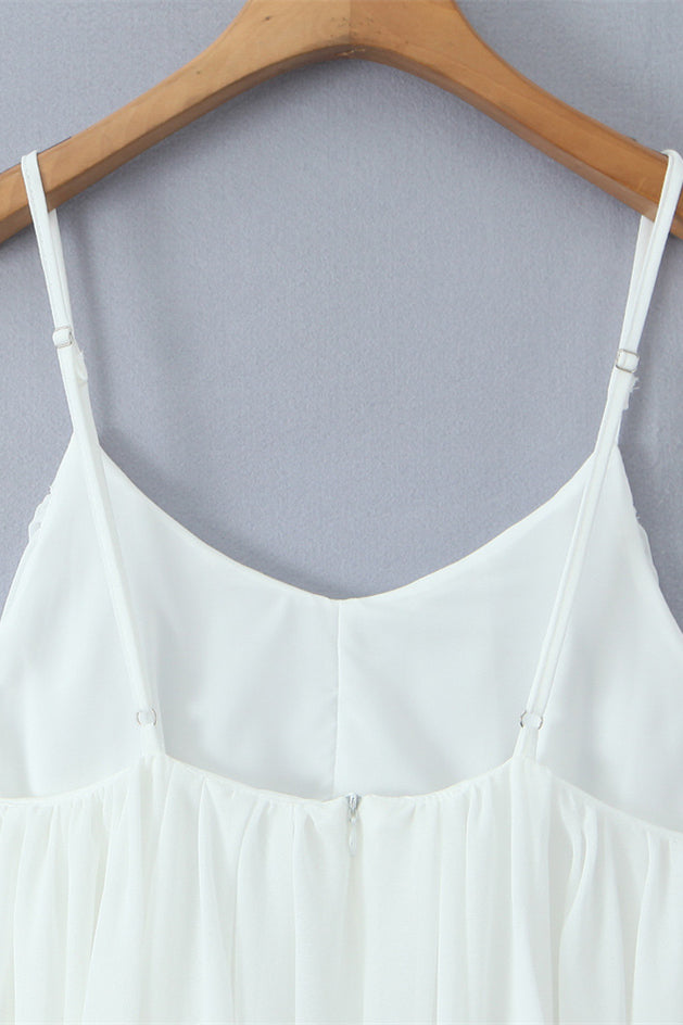 
                      
                        V-neck White Open Back A-line Mini Dress
                      
                    