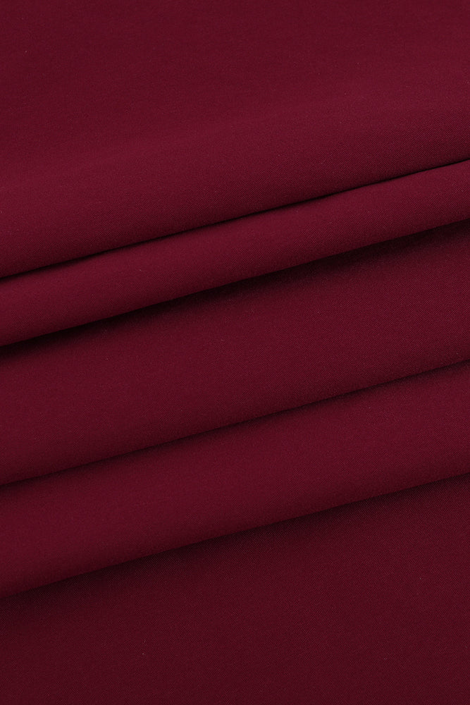 
                      
                        V-neck Wine Red Ruffled Hem Long Dress with Slit
                      
                    