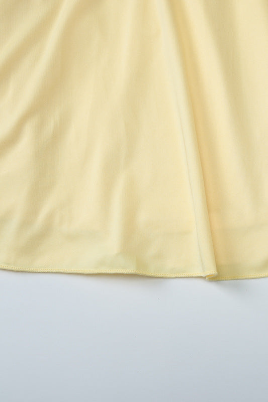 
                      
                        V-neck Yellow A-line Short Dress
                      
                    