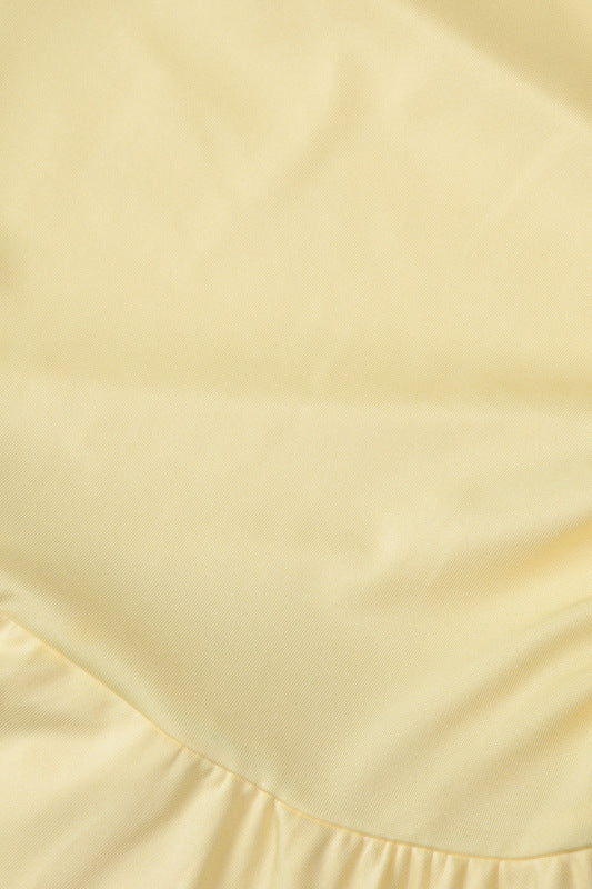 
                      
                        V-neck Yellow A-line Short Dress
                      
                    