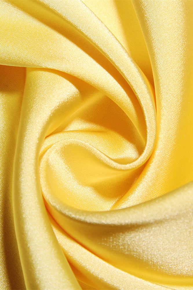 
                      
                        V-neck Yellow Ruffled Hem Short Dress
                      
                    