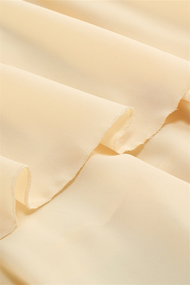 
                      
                        V-neck Yellow Tiered A-line Long Dress with Rosette
                      
                    