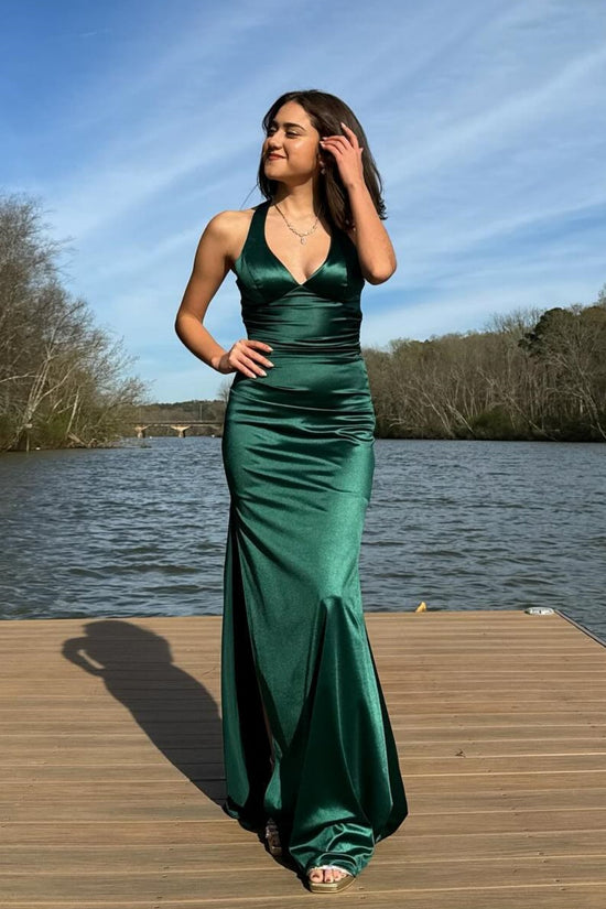 Long Chiffon Dress with V Neck X Cross Open Back Dusty Blue Plus Size