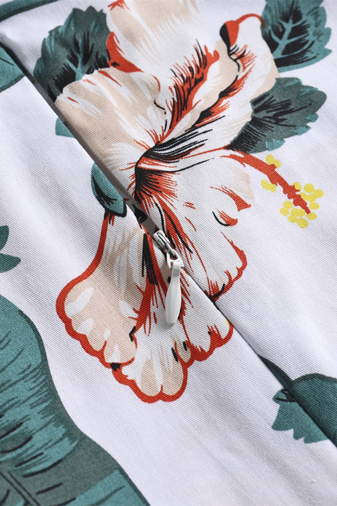 
                      
                        White 1950s Plant Print Belted Vintage Swing Dress
                      
                    