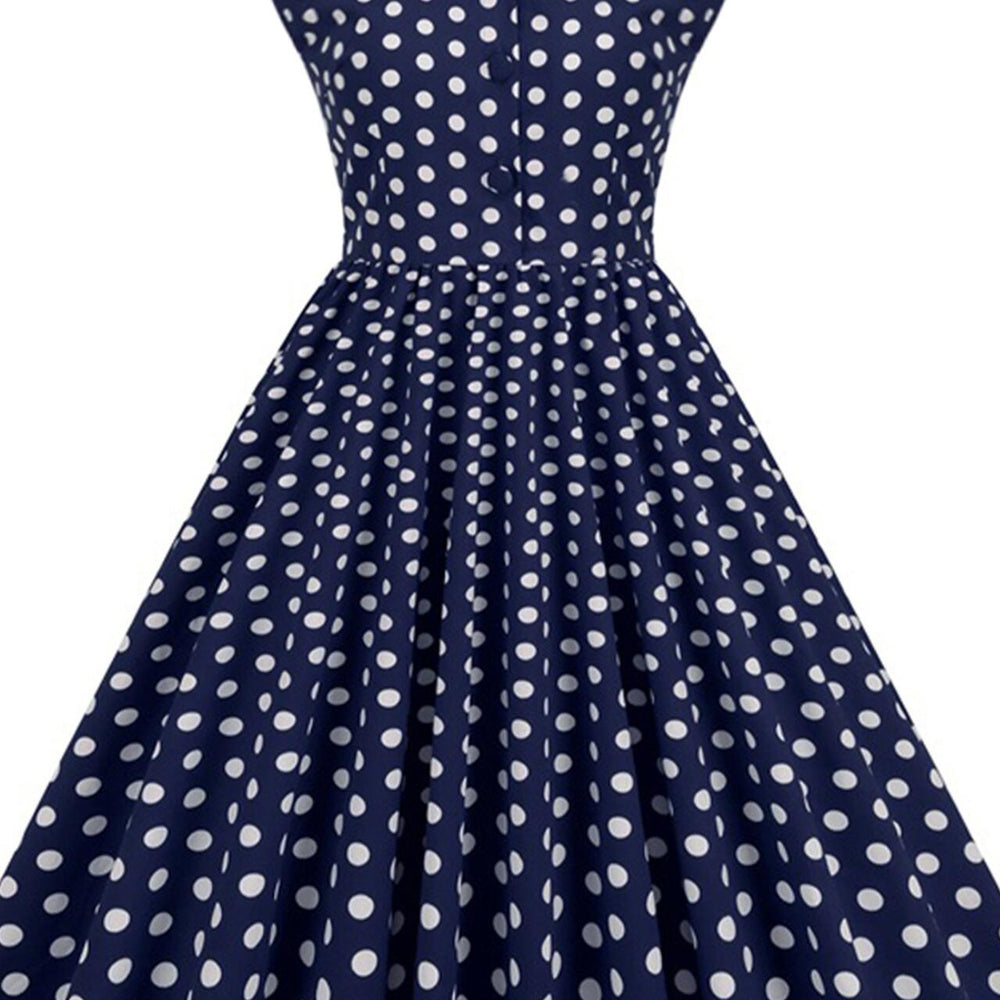 
                      
                        White 1950s Polka Dots Big Swing Dress with Button
                      
                    