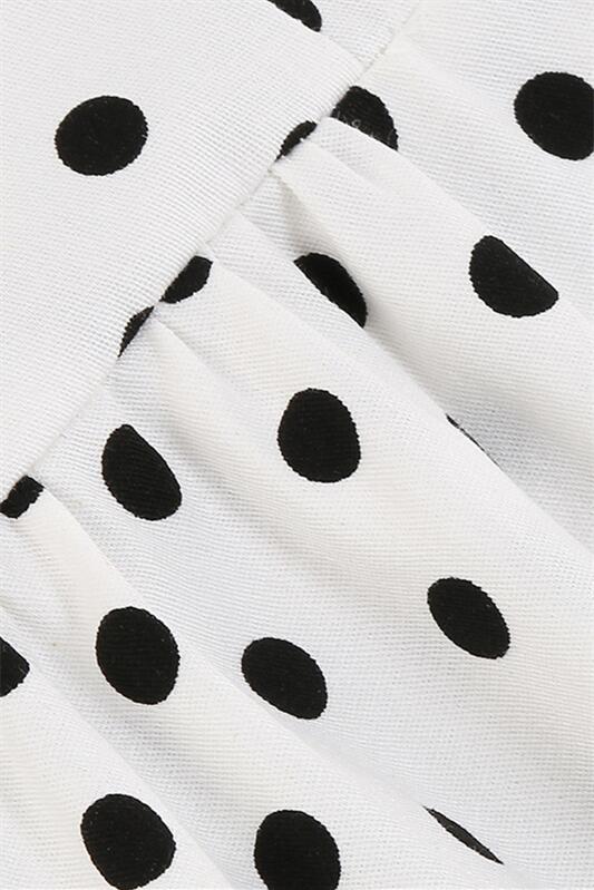 White 1950s Polka Dots Vintage Dress With Button