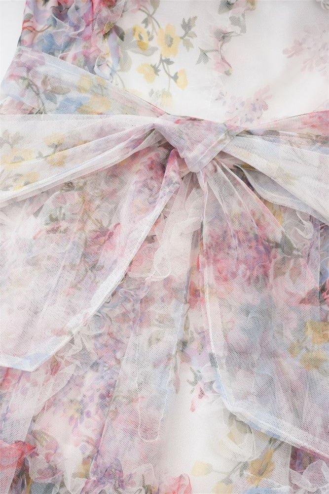 
                      
                        White Puff Sleeves Floral Print Short Dress
                      
                    