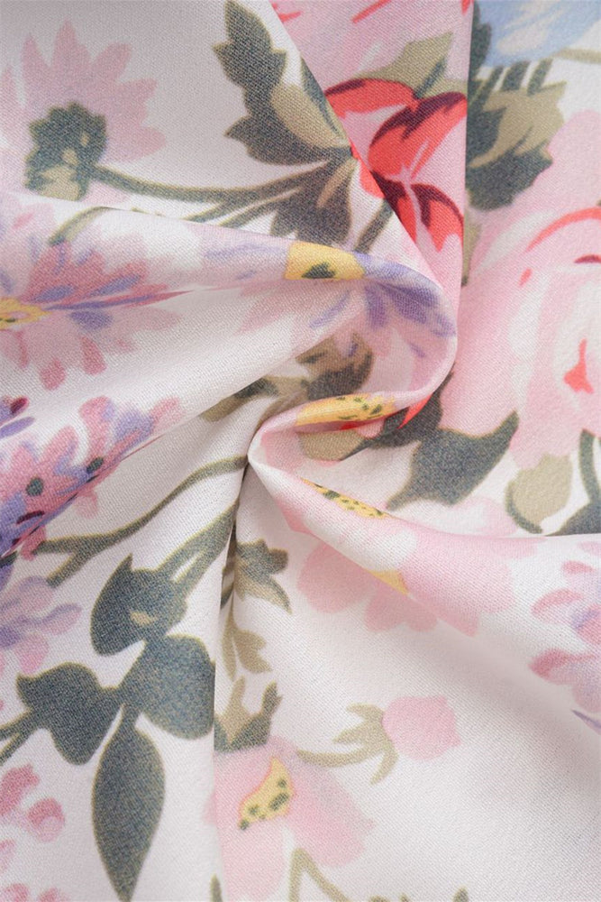 
                      
                        White Puff Sleeves Floral Print Short Dress
                      
                    