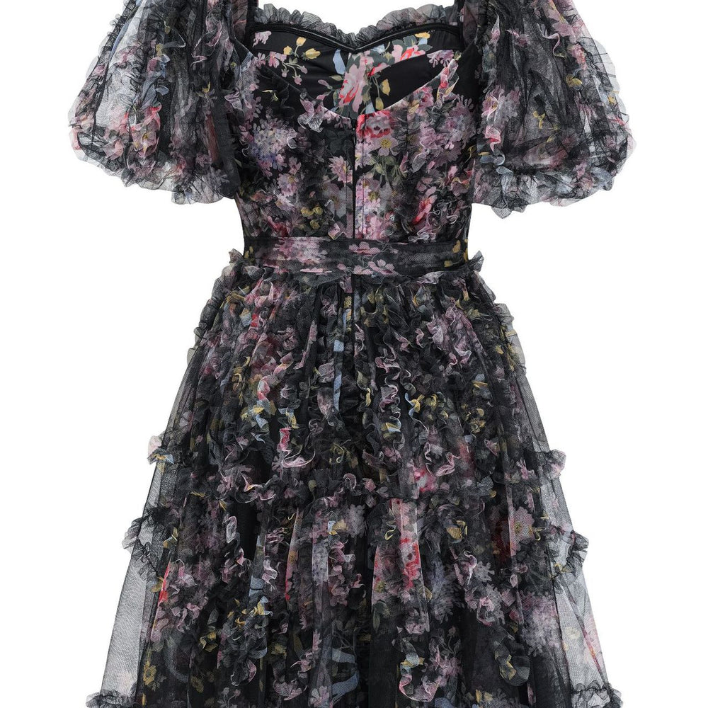 
                      
                        White Puff Sleeves Floral Print Short Dress
                      
                    