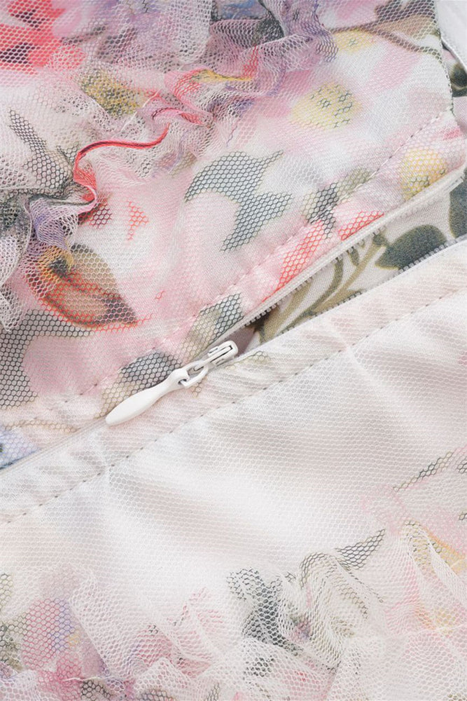 
                      
                        White Puff Sleeves Floral Print Short Dress
                      
                    