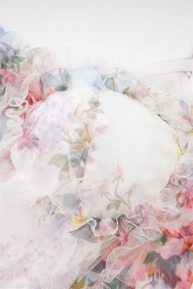 
                      
                        White Puff Sleeves Floral Print Short Dress
                      
                    