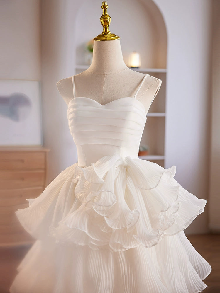 
                      
                        White Ruffles Layered A-line Short Dress
                      
                    