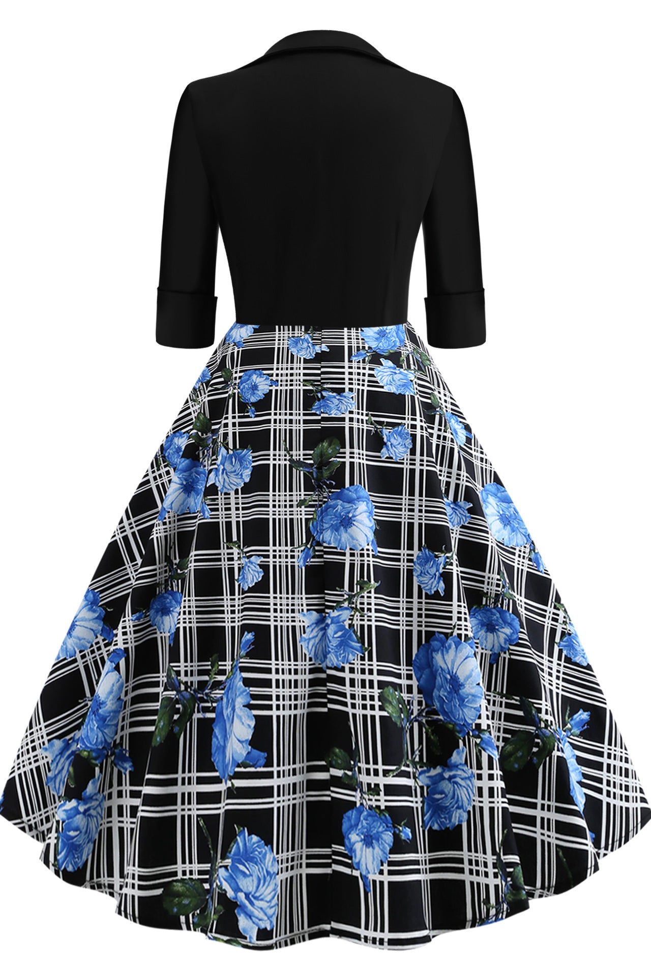 White 1950s Floral Print Half Sleeve Belted Vintage Dress