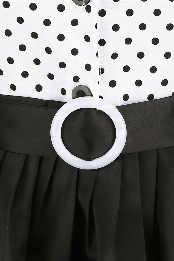 White and Black 1950s Polka Dots Belted Vintage Dress PollyBoutique White and Black 1950s Polka Dots Belted Vintage Dress PollyBoutique