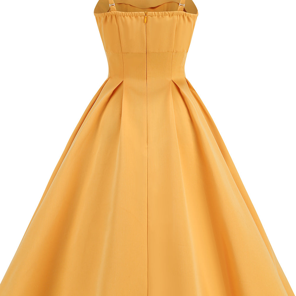 
                      
                        Yellow 1950s Real Two Piece Suit Pleated Swing Dress
                      
                    