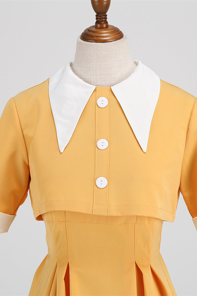 
                      
                        Yellow 1950s Real Two Piece Suit Pleated Swing Dress
                      
                    