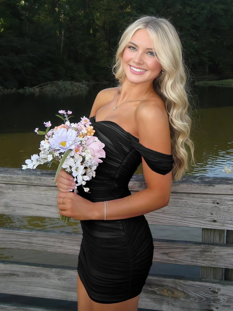 
                      
                        Off the Shoulder Pink Tight Short Tulle Dress
                      
                    