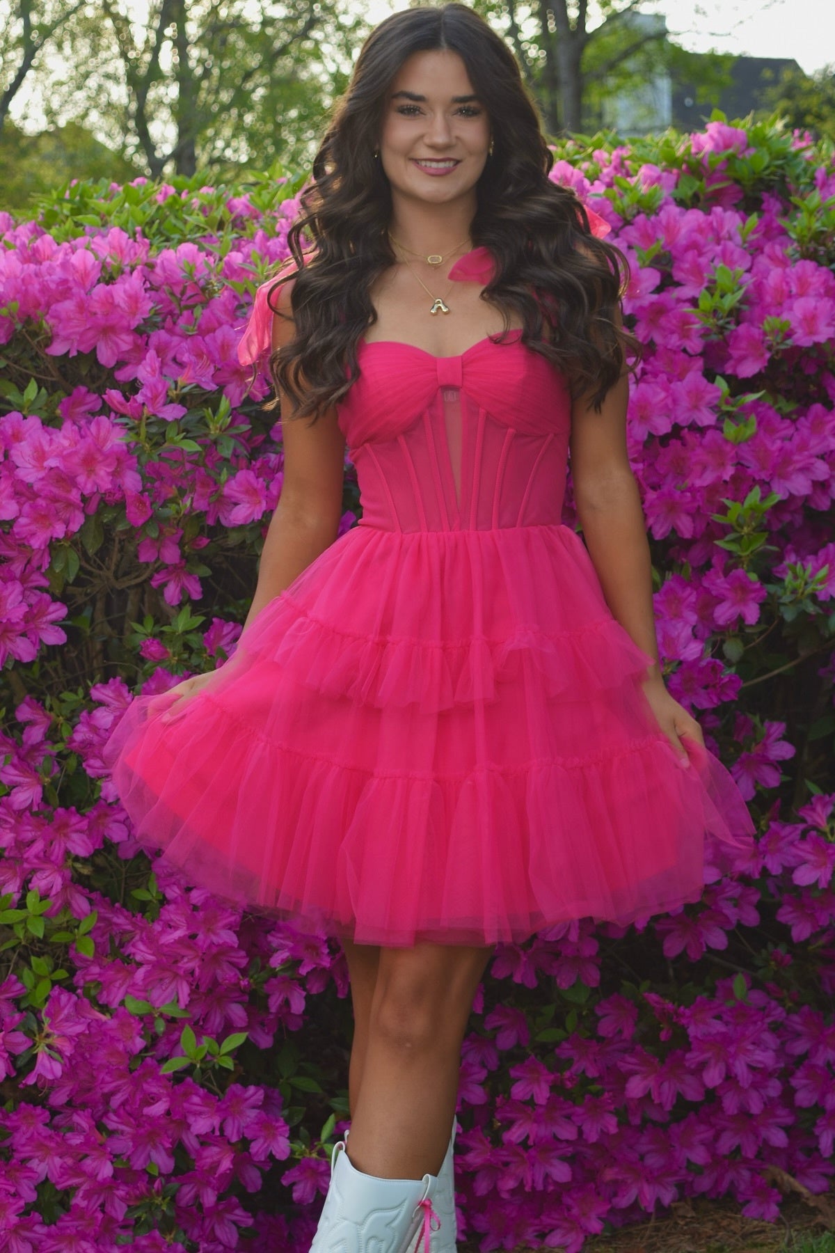 Bow Tie Mint Green Ruffle Tiered Short Dress