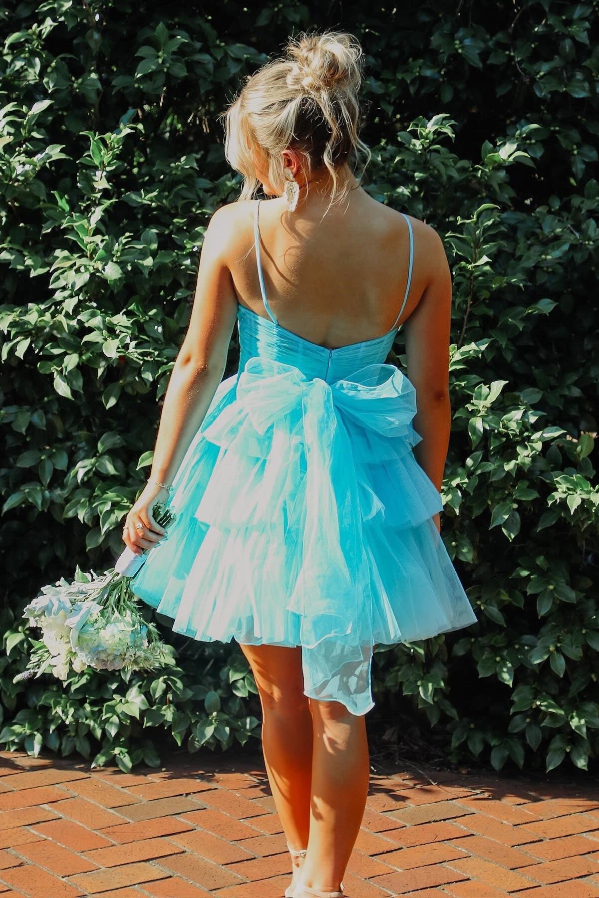 Straps Orange Tiered Ruffle Short Homecoming Dress PollyBoutique Straps Orange Tiered Ruffle Short Homecoming Dress PollyBoutique