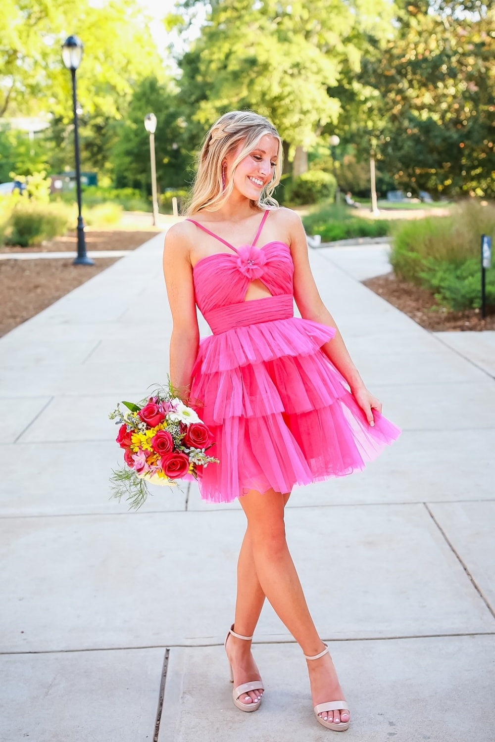 Straps Orange Tiered Ruffle Short Homecoming Dress PollyBoutique Straps Orange Tiered Ruffle Short Homecoming Dress PollyBoutique