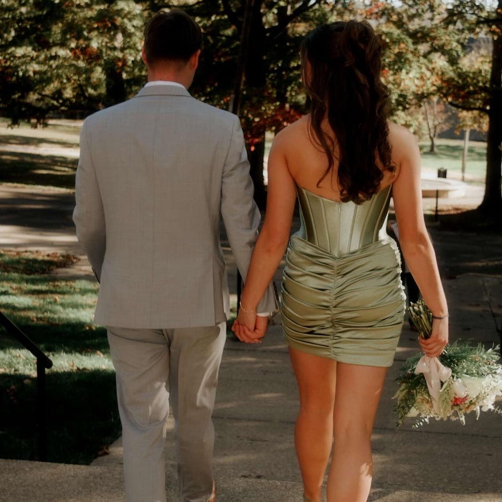 
                      
                        Strapless Purple Pleated Bodycon Short Dress
                      
                    