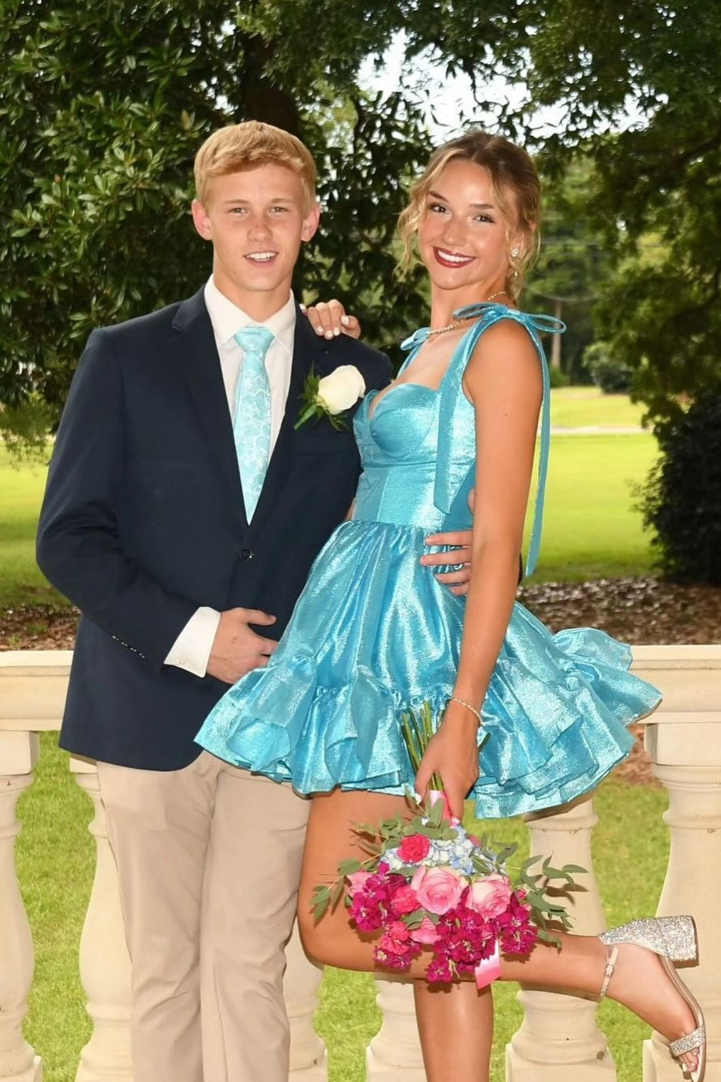 Royal Blue A-line Short Dress with Bow Tie PollyBoutique Royal Blue A-line Short Dress with Bow Tie PollyBoutique