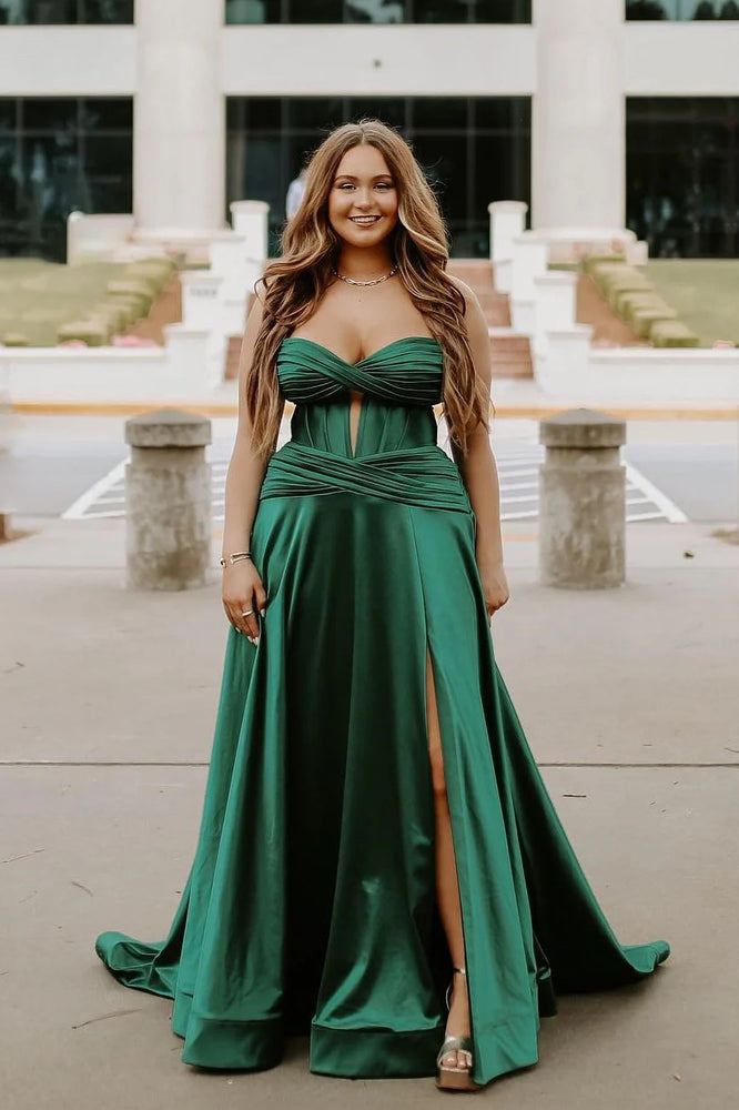 Strapless Royal Blue A-line Long Dress with Slit PollyBoutique Strapless Royal Blue A-line Long Dress with Slit PollyBoutique