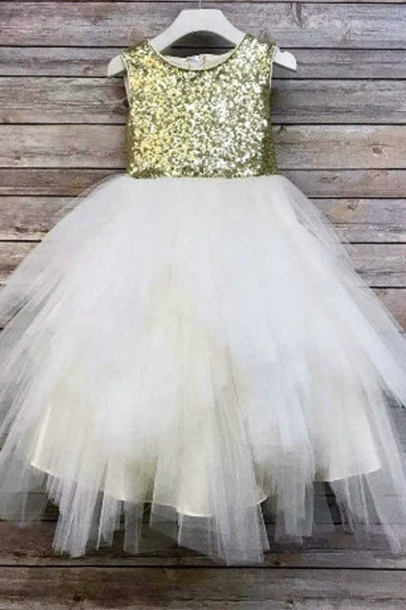 Gold & White Sequins Tutu Girl Party Dress PollyBoutique Gold & White Sequins Tutu Girl Party Dress PollyBoutique