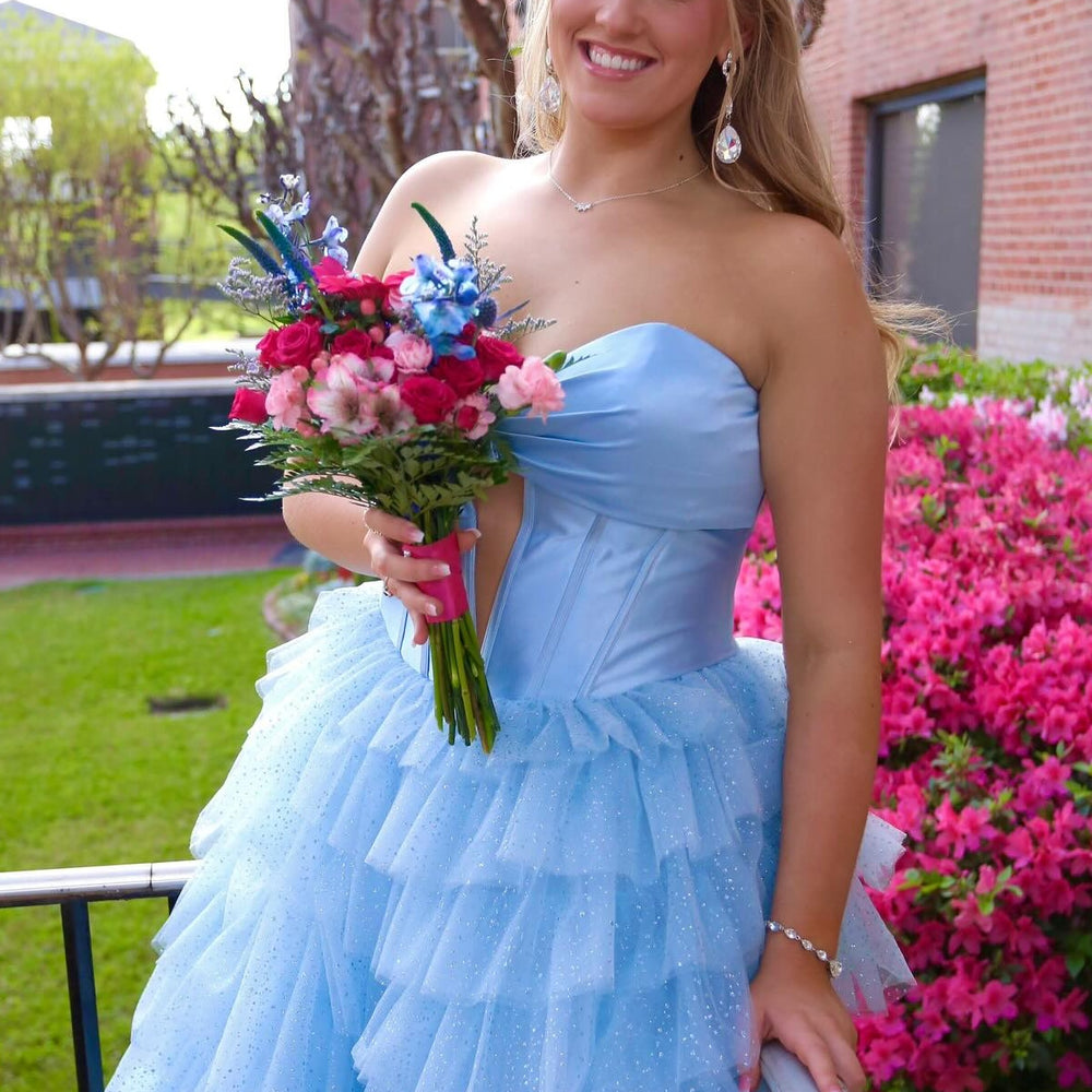 
                      
                        Sweetheart Hot Pink Tiered Long Dress with Slit
                      
                    